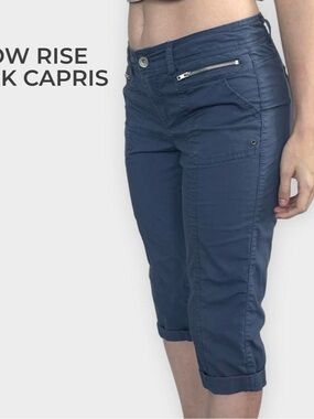 Style & Co Blue Utility Capri Pants Low Rise Y2K Size 4P
